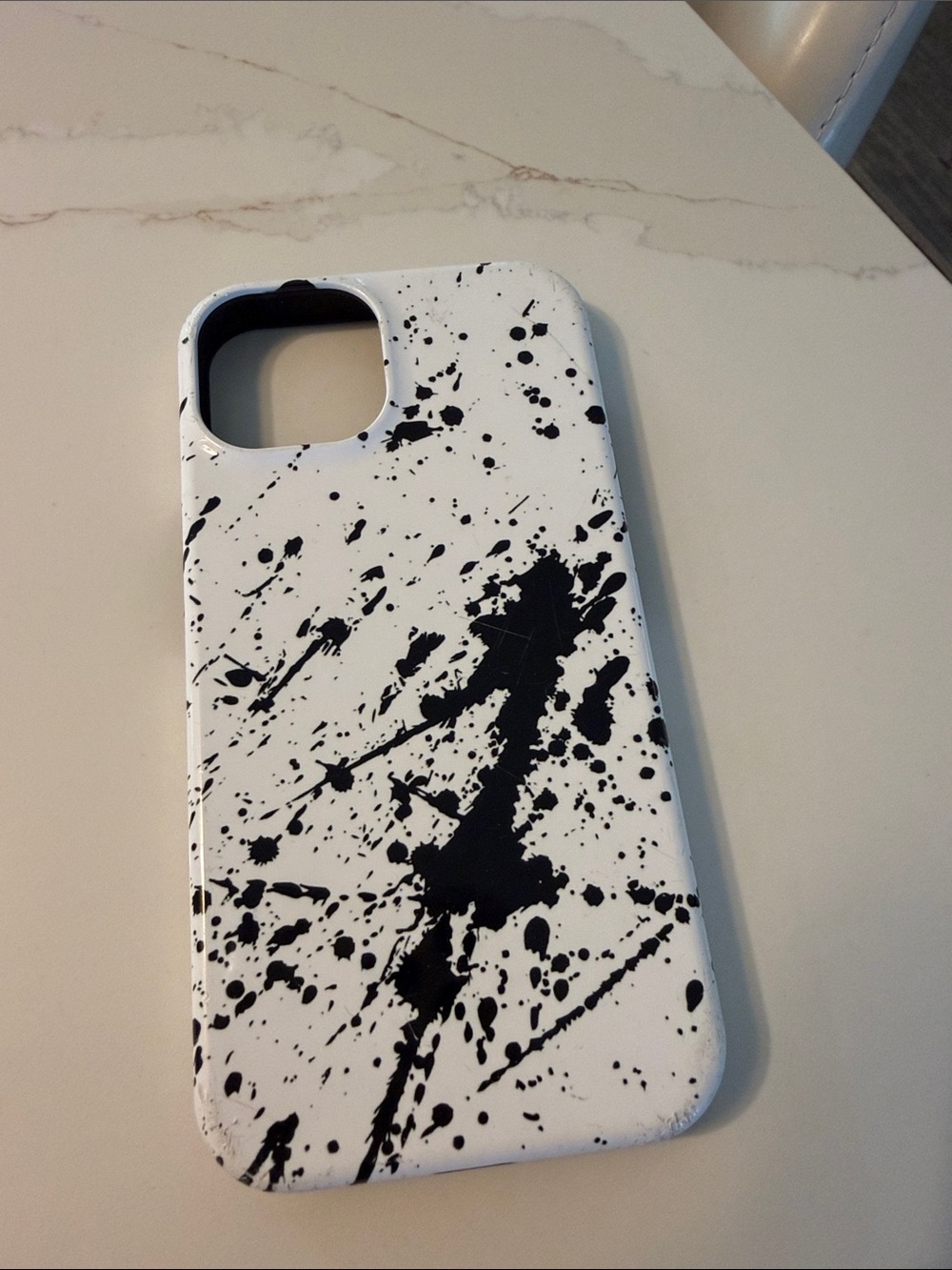iPhone 14 White and Black Splash Protective Phone Case